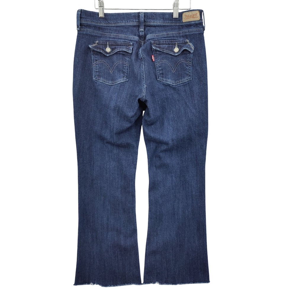 Levi's Womens Western Y2K Boho 515 Bootcut Jeans 10S Blue Flap Pocket Raw Hem